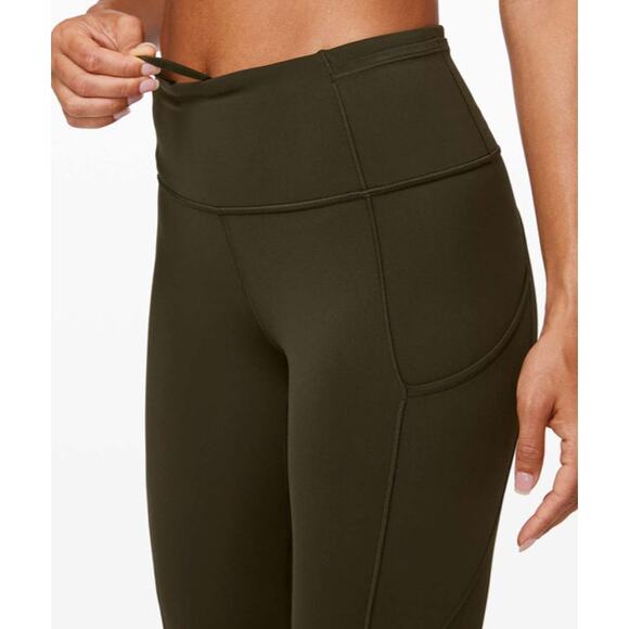 Lululemon Leggings Fast & Free 7/8 Tight II Non Reflective Nulux 25" Dark Olive - Picture 4 of 10